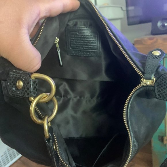 Coach Ashley Black Leather & Python Embossed Bag - Picture 8 of 9